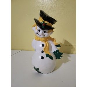 Vintage Byron Mold 1971 Hand Painted Snowman Winter Christmas 11"